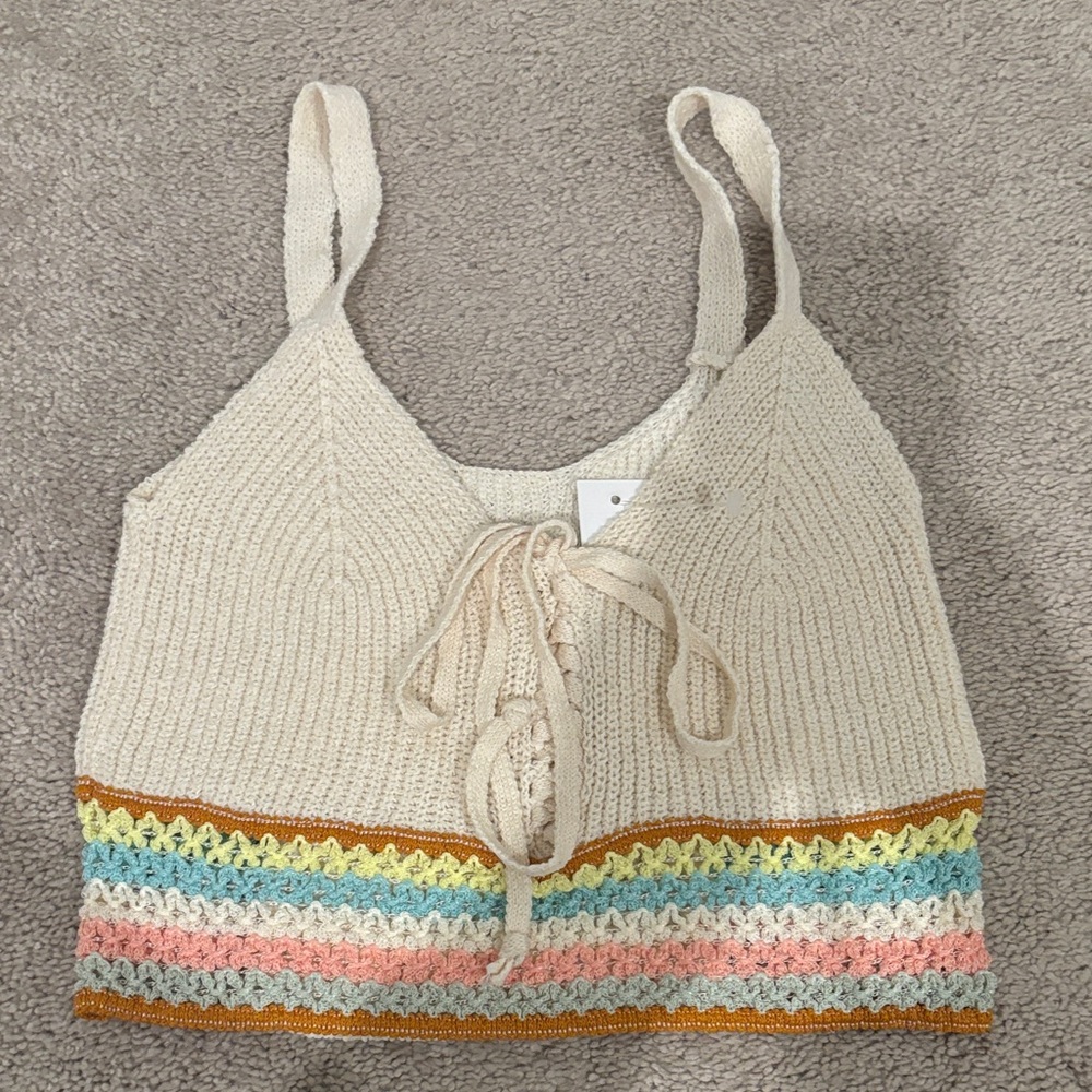 Colorful Striped Knit Crop Top